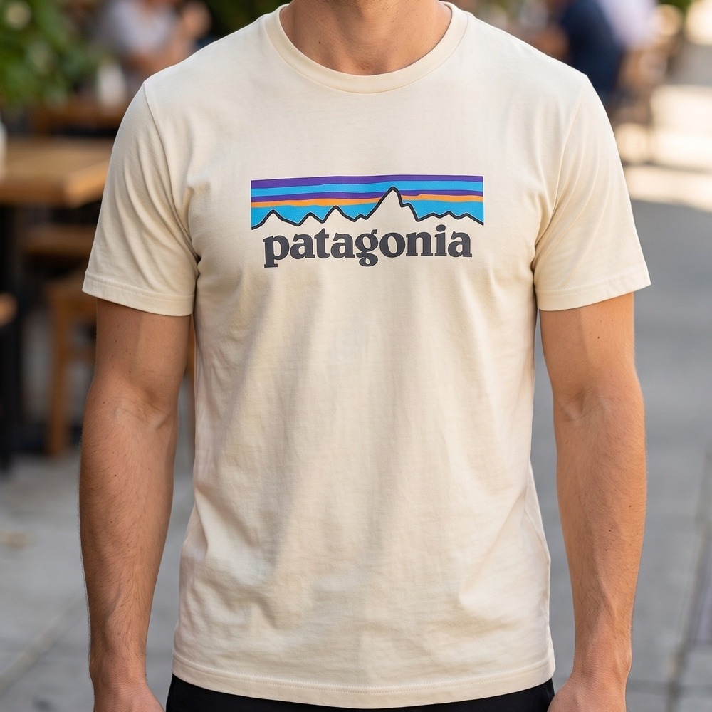 Patagonia Organic Cotton Graphic Logo T-Shirt Pale Yellow Regular Fit 6405